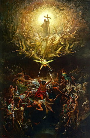 The Last Judgment by William-Adolphe Bouguereau - Jesus Christ Ascending with Angels and Demons HD phone wallpaper