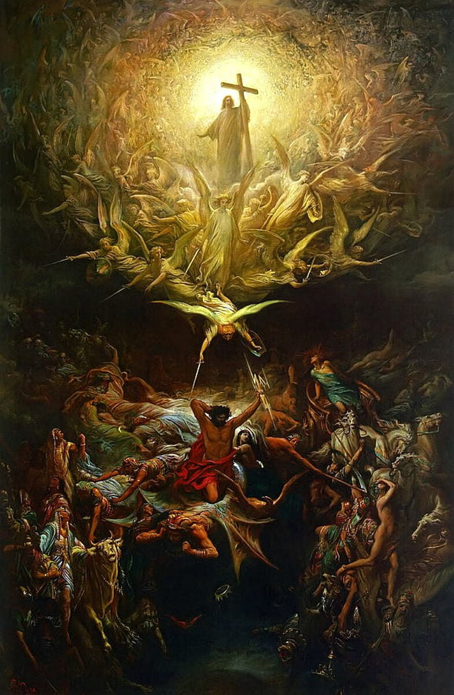 The Last Judgment by William-Adolphe Bouguereau - Jesus Christ Ascending with Angels and Demons HD phone wallpaper