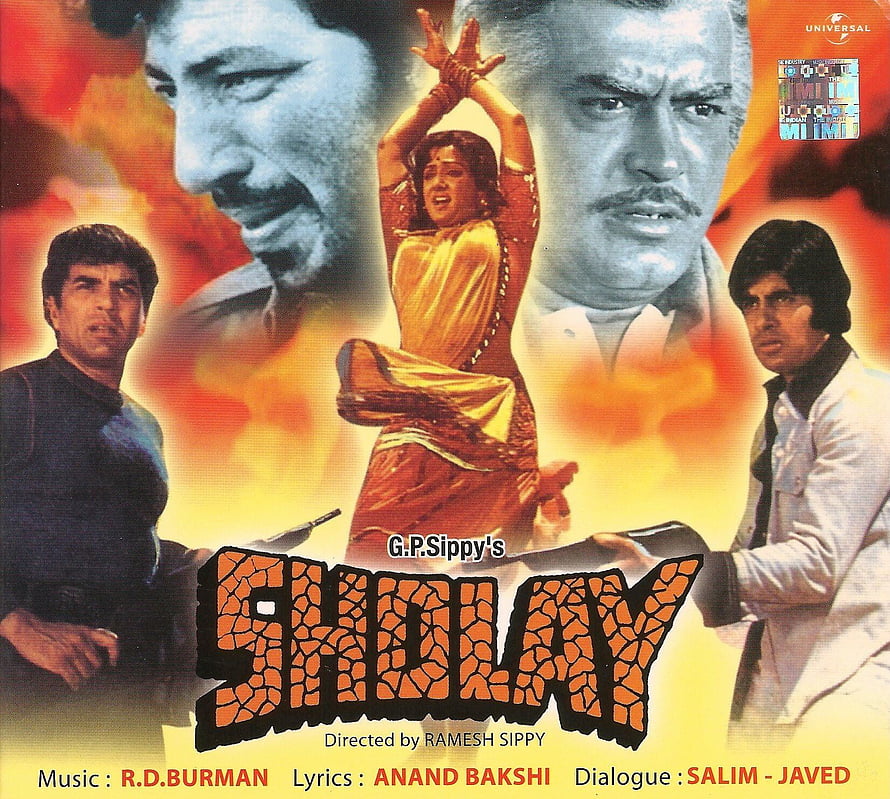Sholay Classic Bollywood Film Poster with Ramesh Sippy and R.D. Burman Credits, Essential Bollywood Films To View Before Visiting India, Sholay HD wallpaper