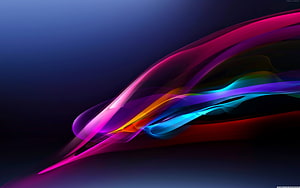 Abstract Colorful Swirls and Flowing Ribbons on Dark Blue Background HD wallpaper