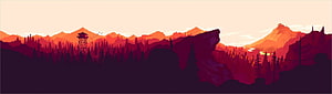 Sunset Mountain Landscape With Pine Forest And Watchtower Silhouette HD wallpaper