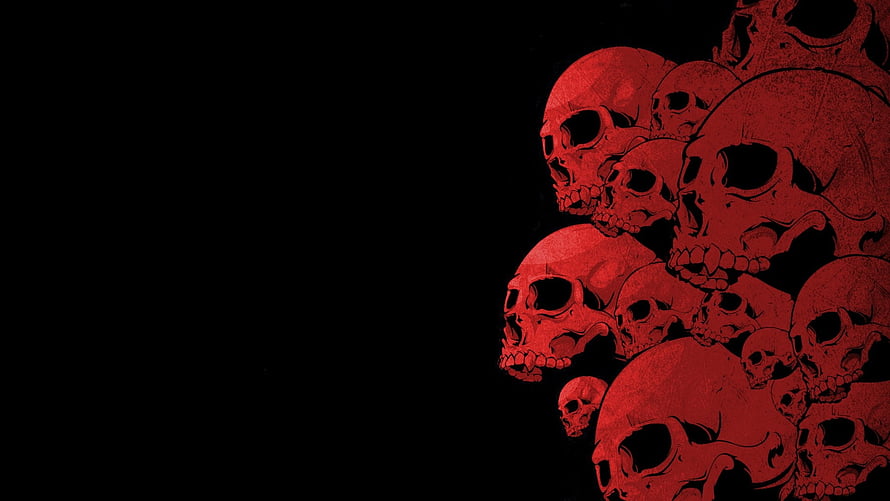 Cluster of Red Human Skulls on Black Background Dark Gothic Art, Red And Black, Dark Red Skull HD wallpaper
