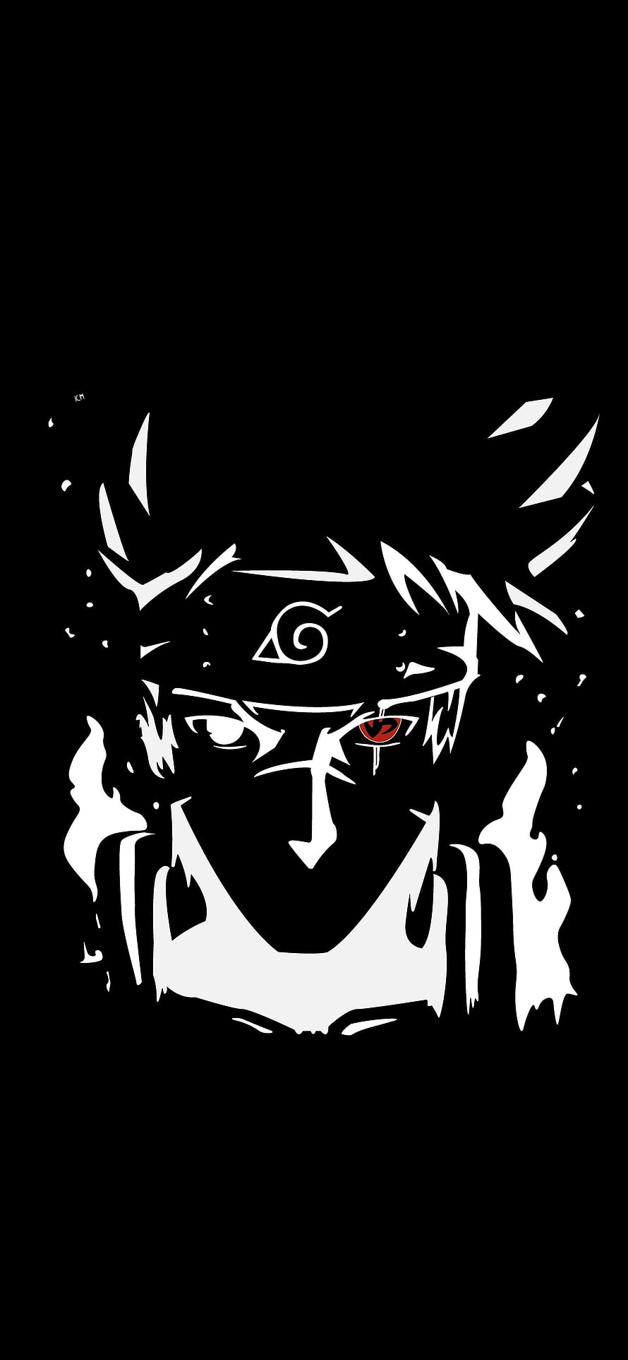 Kakashi Hatake High Contrast Anime Portrait with Sharingan Eye HD phone wallpaper