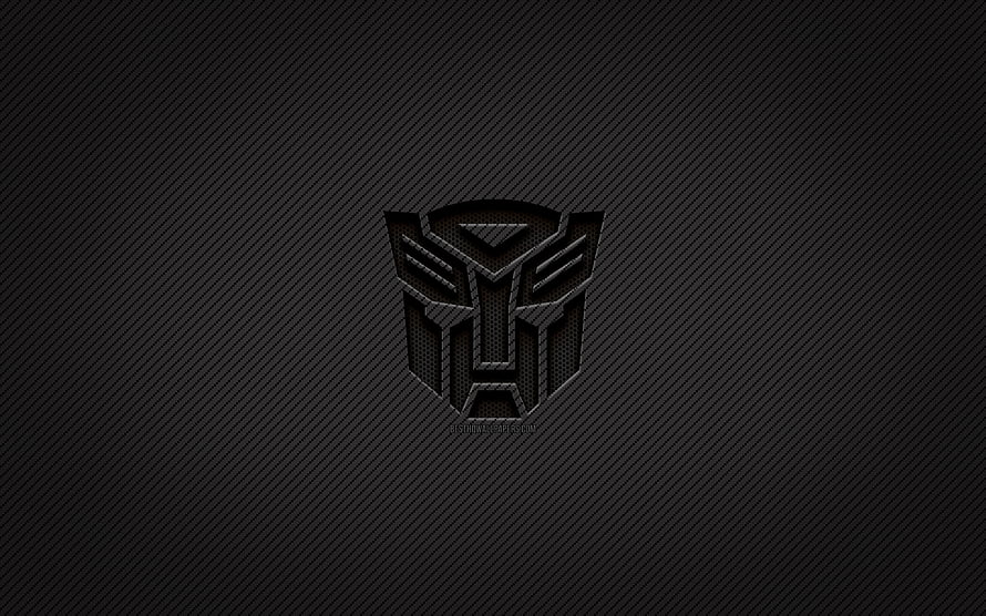 Transformers Decepticons Emblem on Dark Carbon Fiber Texture Background HD wallpaper