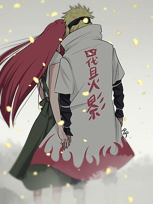 Minato Namikaze and Kushina Uzumaki Walking Together in Naruto Anime Art HD phone wallpaper