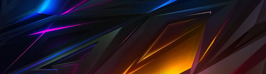 Vibrant Neon Geometric Abstract Artwork with Dark Angular Facets and Glowing Color Accents HD wallpaper