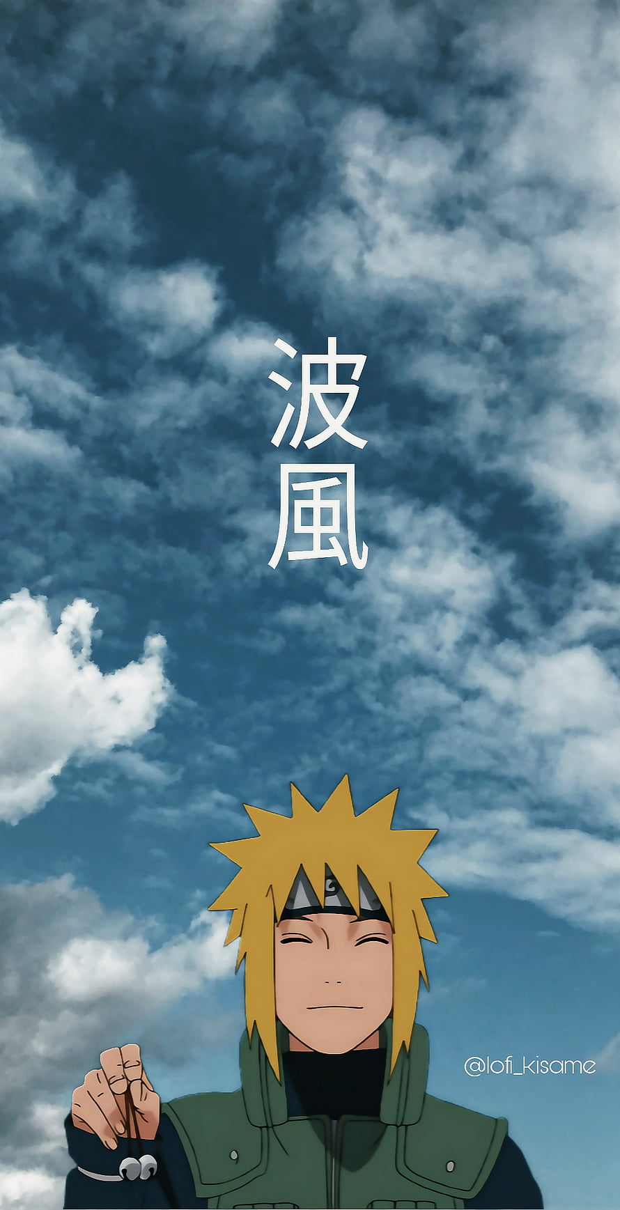 Naruto Uzumaki Anime Character Portrait Against Blue Cloudy Sky Background HD phone wallpaper
