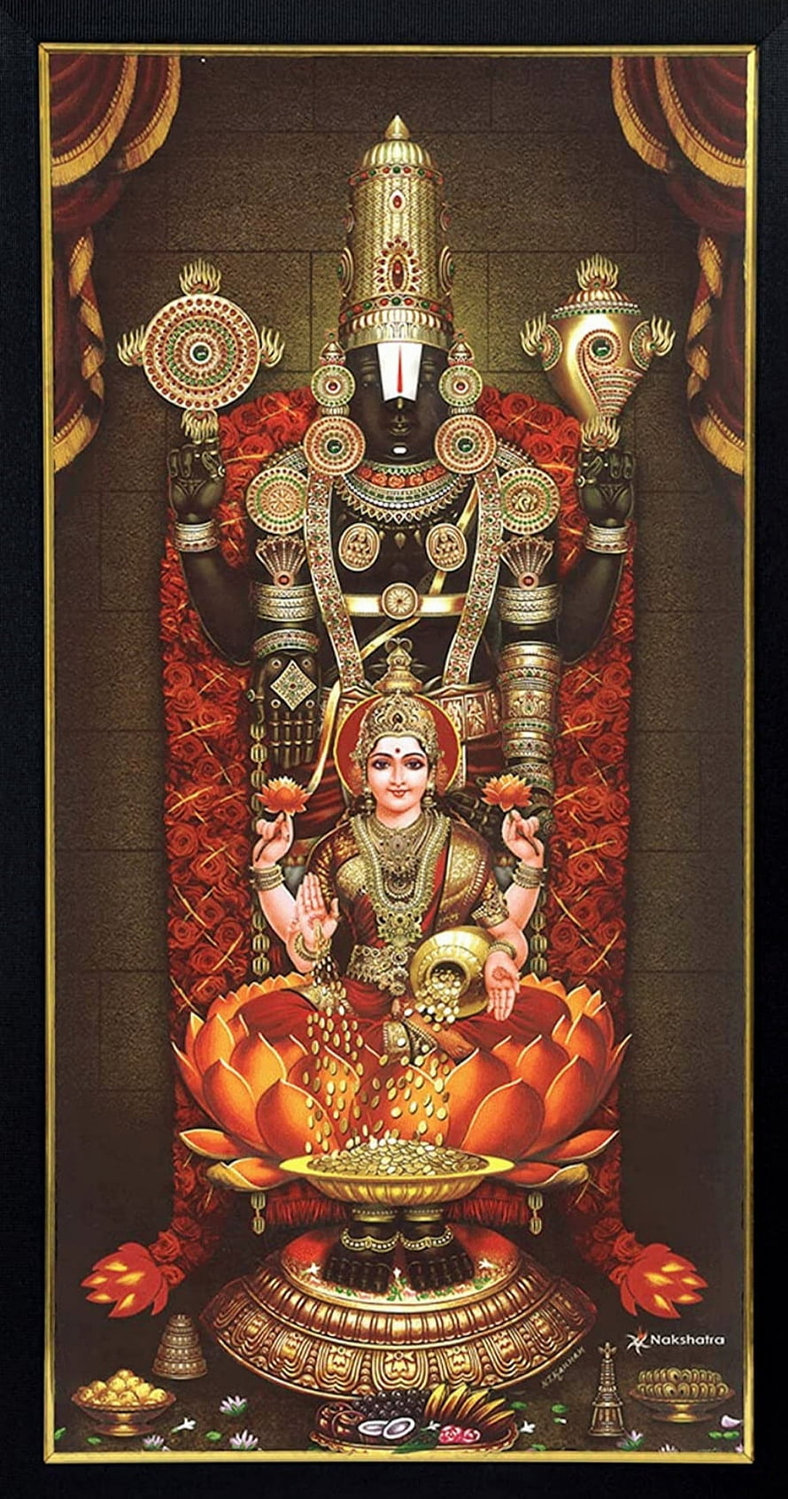 Lord Ayyappa and Goddess Bhadrakali Divine Portrait with Gold Jewelry and Lotus Throne HD phone wallpaper