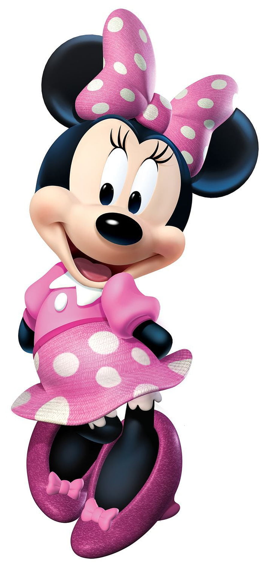 Minnie Mouse in Pink Polka Dot Dress and Bow Character Illustration HD phone wallpaper