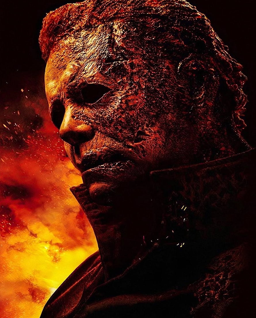 Michael Myers Halloween Horror Portrait with Fiery Background HD phone wallpaper