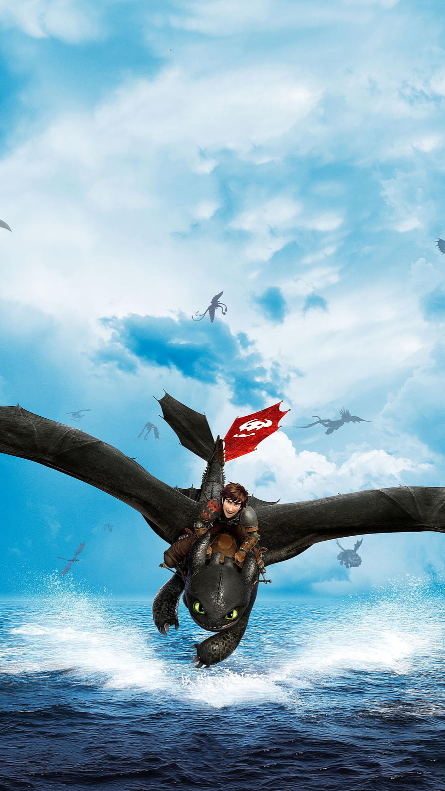 Hiccup and Toothless Soaring Over the Ocean in How to Train Your Dragon 2 HD phone wallpaper