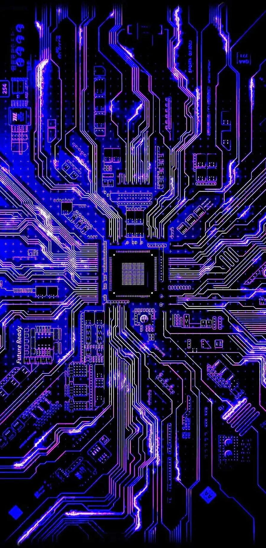 Neon Blue Circuit Board Technology Abstract Digital Art Background HD phone wallpaper