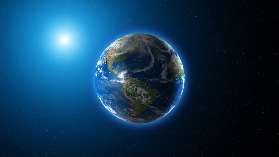 Planet Earth Viewed From Space With Sunlight And Starry Background HD wallpaper