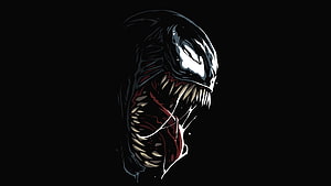 Venom Symbiote Portrait with Jagged Teeth and Dark Ink Illustration Style HD wallpaper