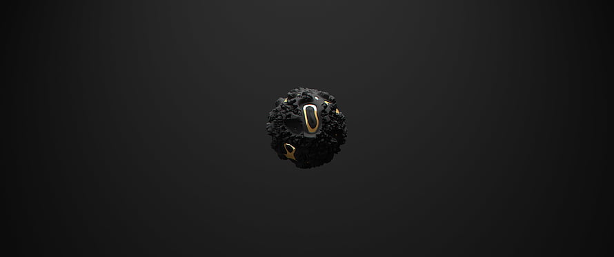 Black and Gold Abstract Sphere on Dark Background HD wallpaper