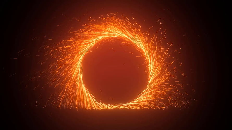 Glowing Orange Fire Spark Circle on Dark Background HD wallpaper