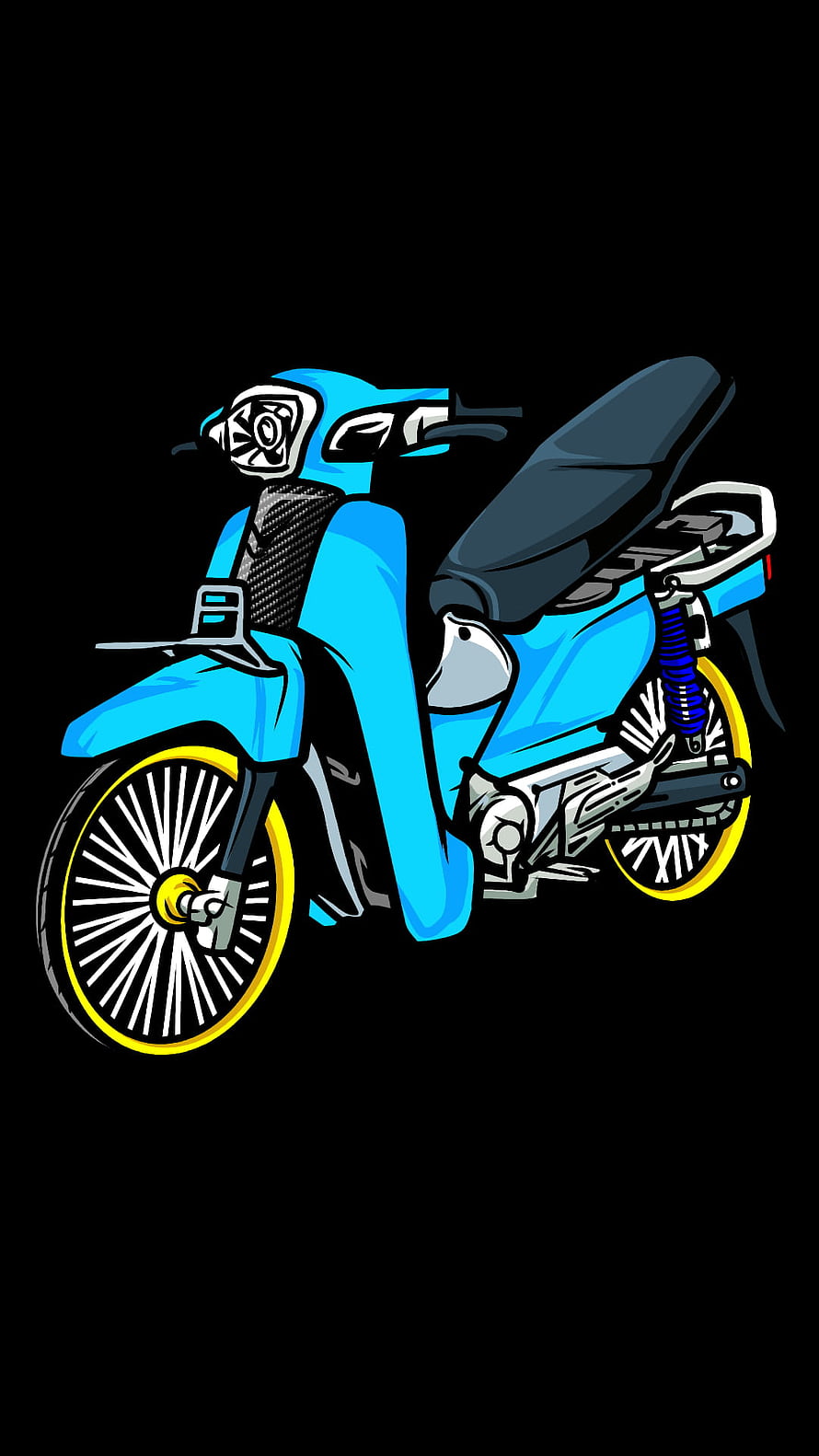 Blue Scooter With Yellow Rims Vector Art Illustration HD phone wallpaper