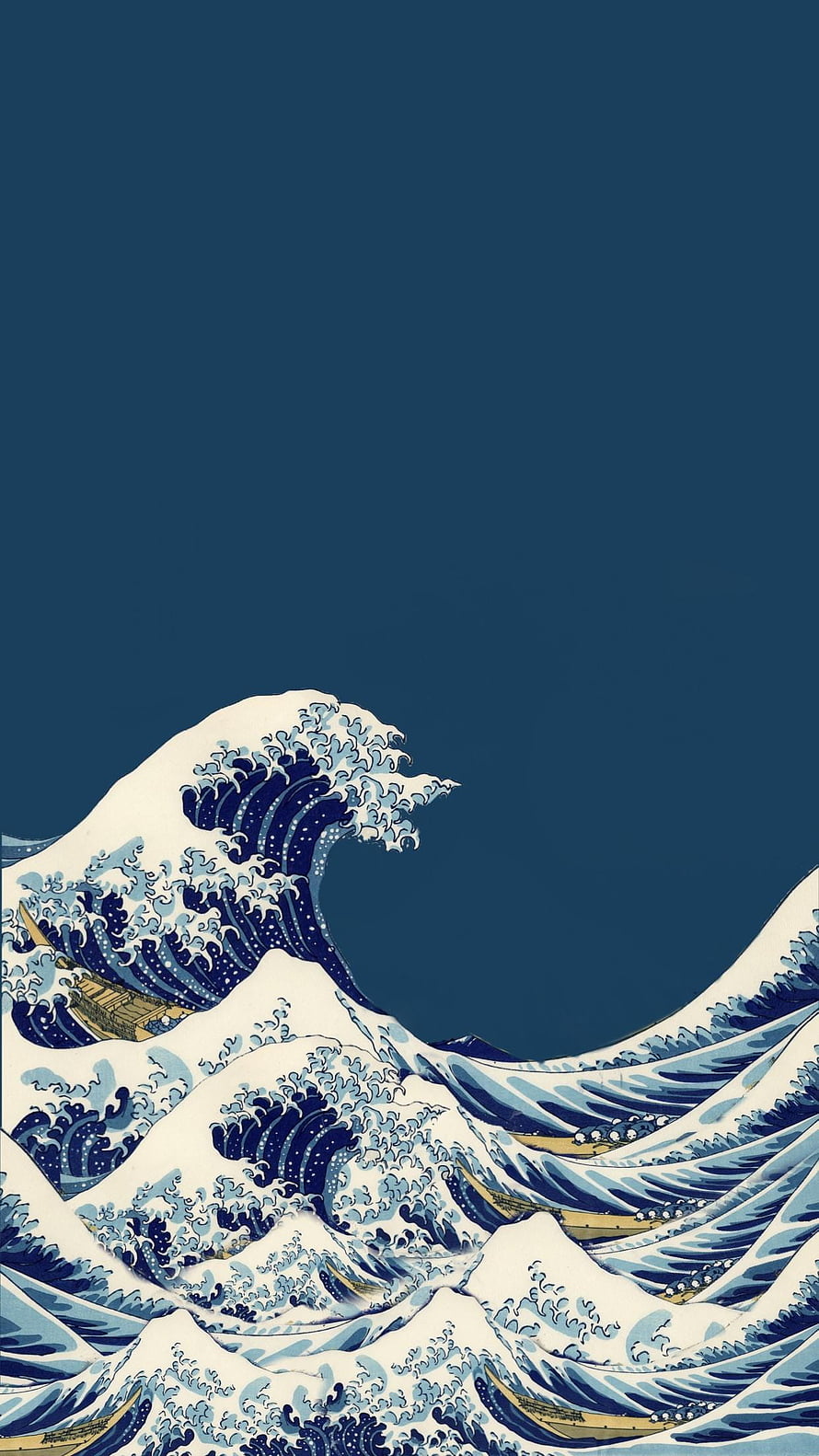 The Great Wave Off Kanagawa by Hokusai in Classic Japanese Ukiyo-e Woodblock Print Style HD phone wallpaper