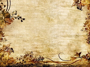 Vintage Floral Grunge Background with Sepia Tones and Botanical Borders HD wallpaper