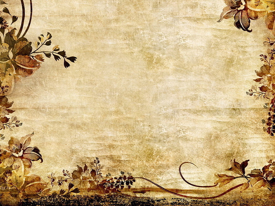 Vintage Floral Grunge Background with Sepia Tones and Botanical Borders HD wallpaper