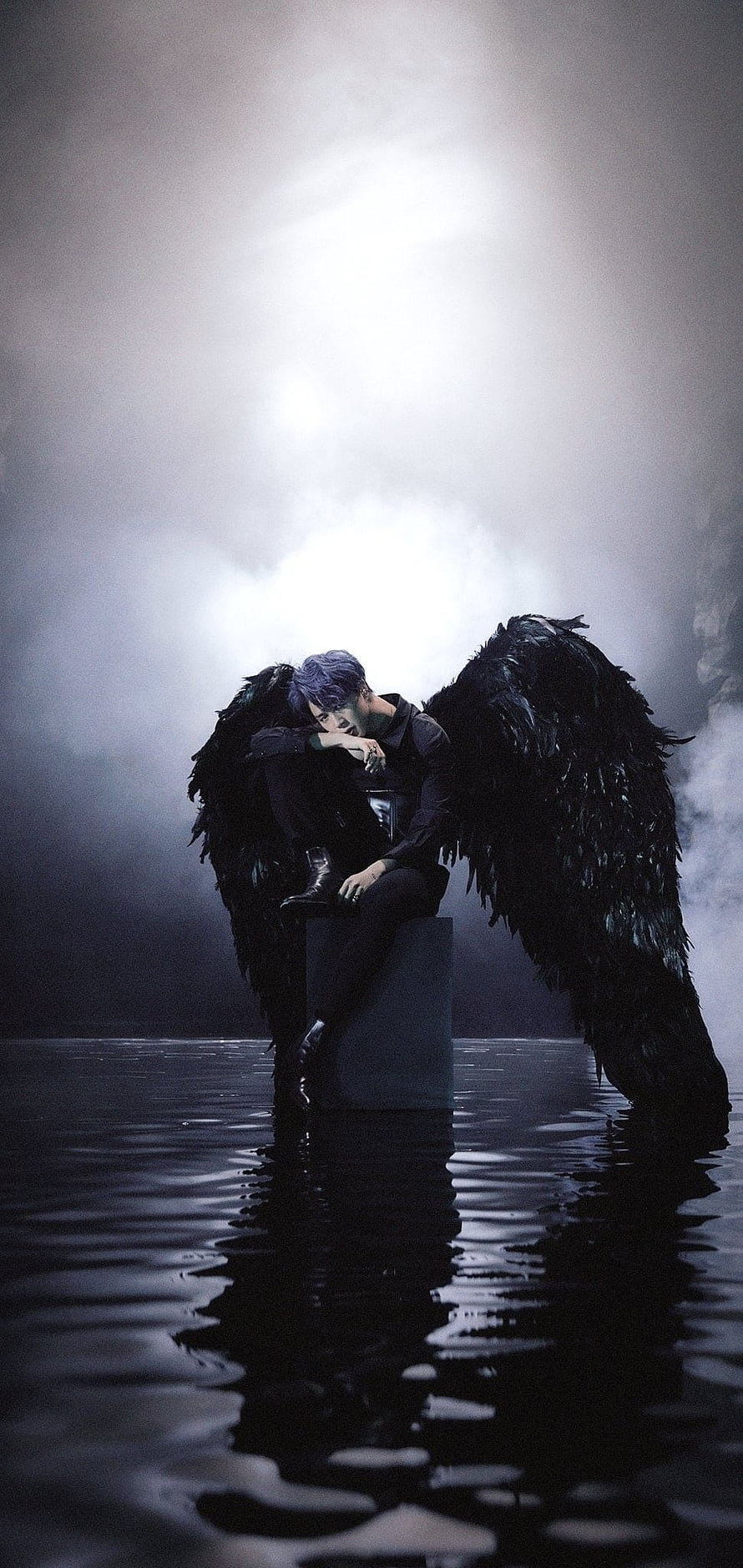 Jimin BTS Map of the Soul Concept Portrait with Black Angel Wings HD phone wallpaper