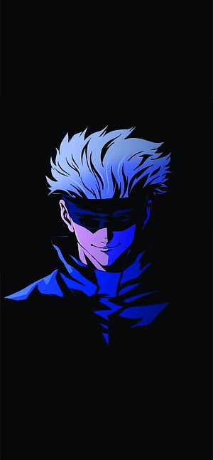 Gojo Satoru from Jujutsu Kaisen in Blue Neon Light Anime Portrait HD phone wallpaper