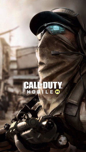 Call of Duty Mobile Soldier with Tactical Gear and HUD Visor in Combat Zone HD phone wallpaper