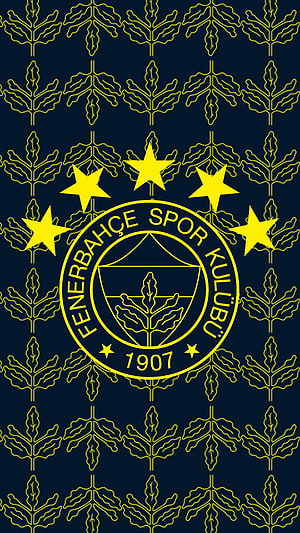Fenerbahce Spor Kulubu Emblem With Five Stars And Laurel Pattern On Navy Background HD phone wallpaper