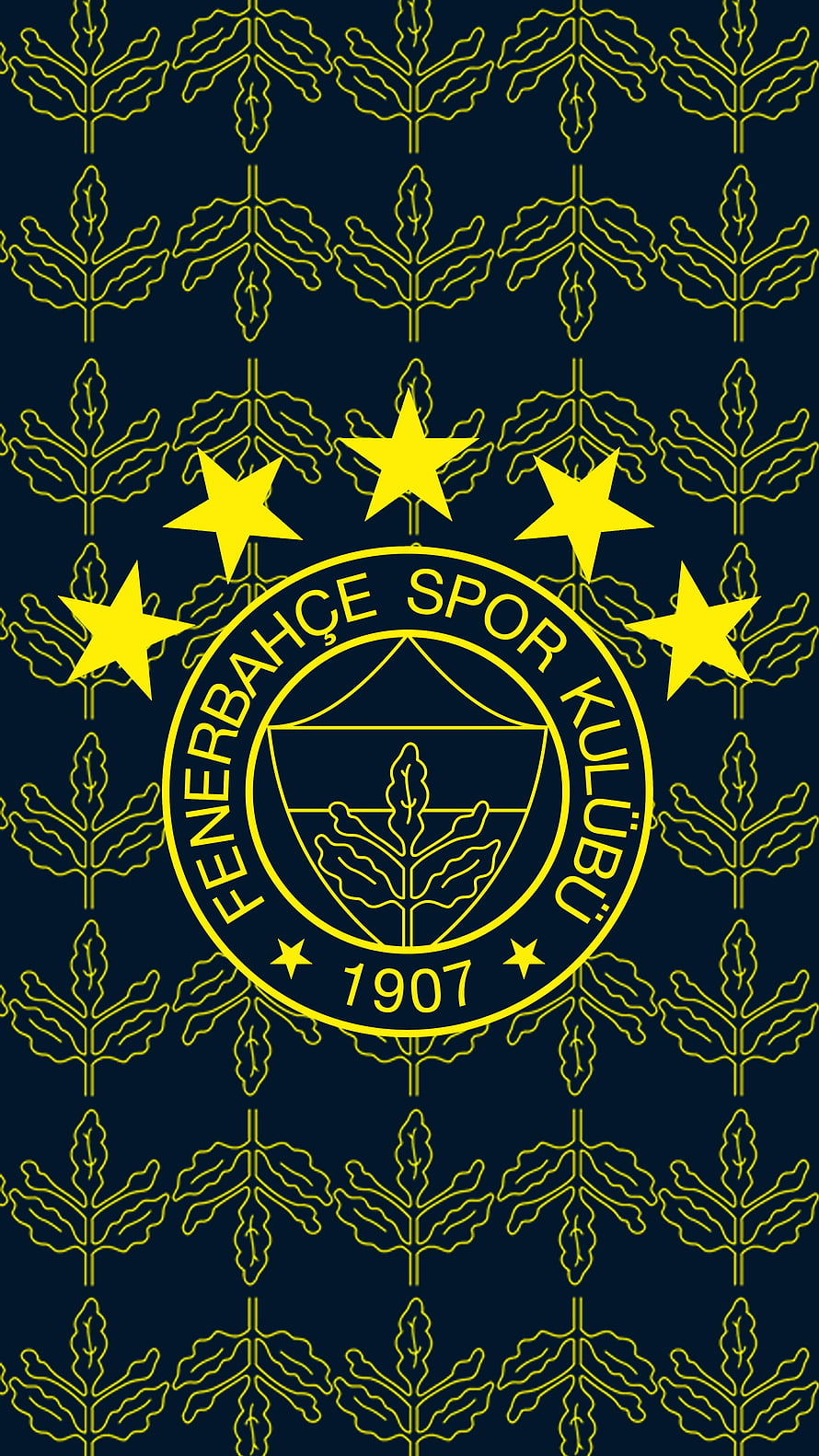 Fenerbahce Spor Kulubu Emblem With Five Stars And Laurel Pattern On Navy Background HD phone wallpaper