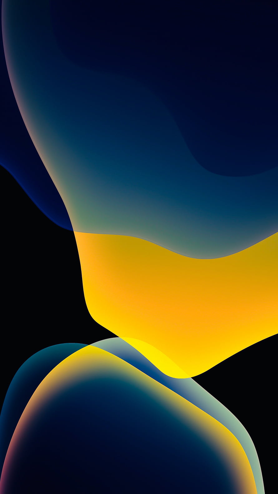 Abstract Fluid Gradient Wallpaper with Deep Blue and Golden Yellow Waves on Black Background HD phone wallpaper