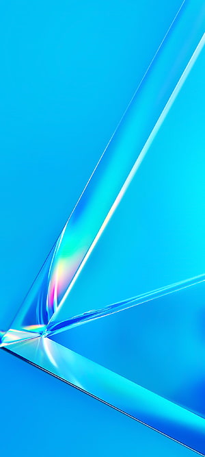 Abstract Blue Glass Prism with Iridescent Light Refraction and Geometric Lines HD phone wallpaper