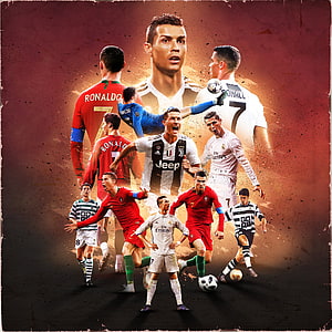 Cristiano Ronaldo Career Collage Featuring Sporting CP, Man Utd, Real Madrid, and Juventus Kits, Football Collage. Ronaldo soccer, Ronaldo, Messi vs Ronaldo HD phone wallpaper