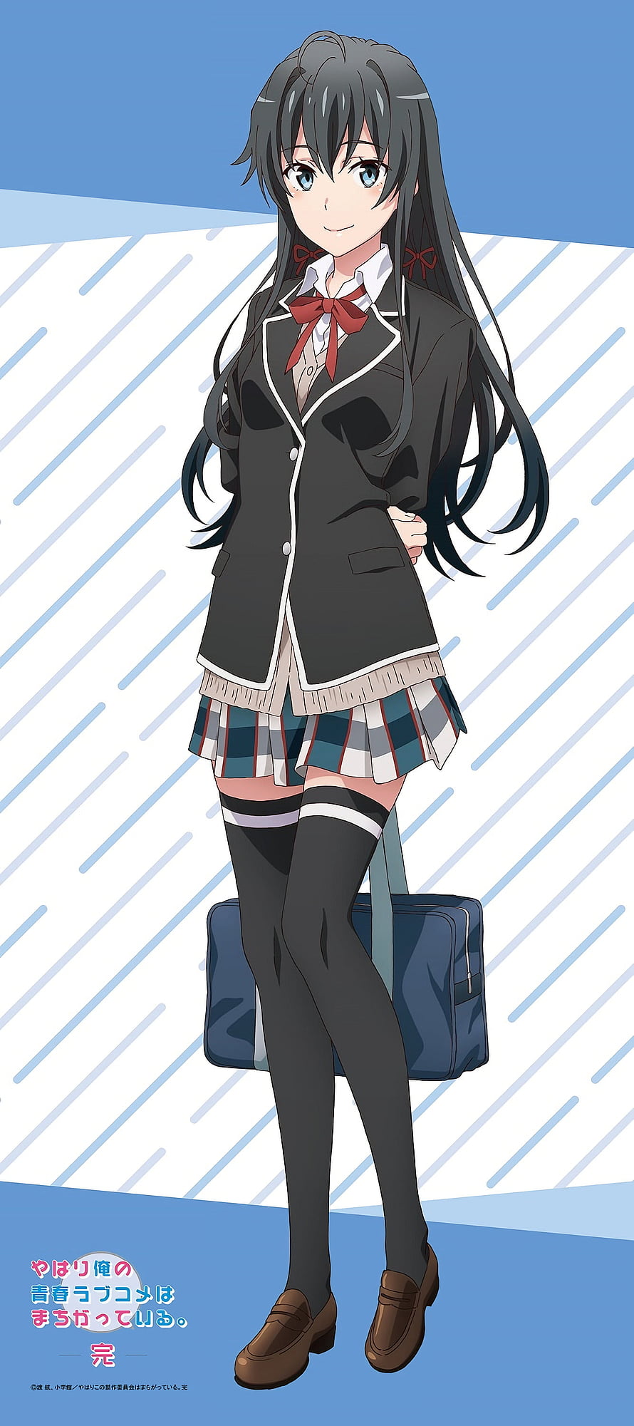 Yukino Yukinoshita from Oregairu in School Uniform with Plaid Skirt and Thigh High Socks HD phone wallpaper