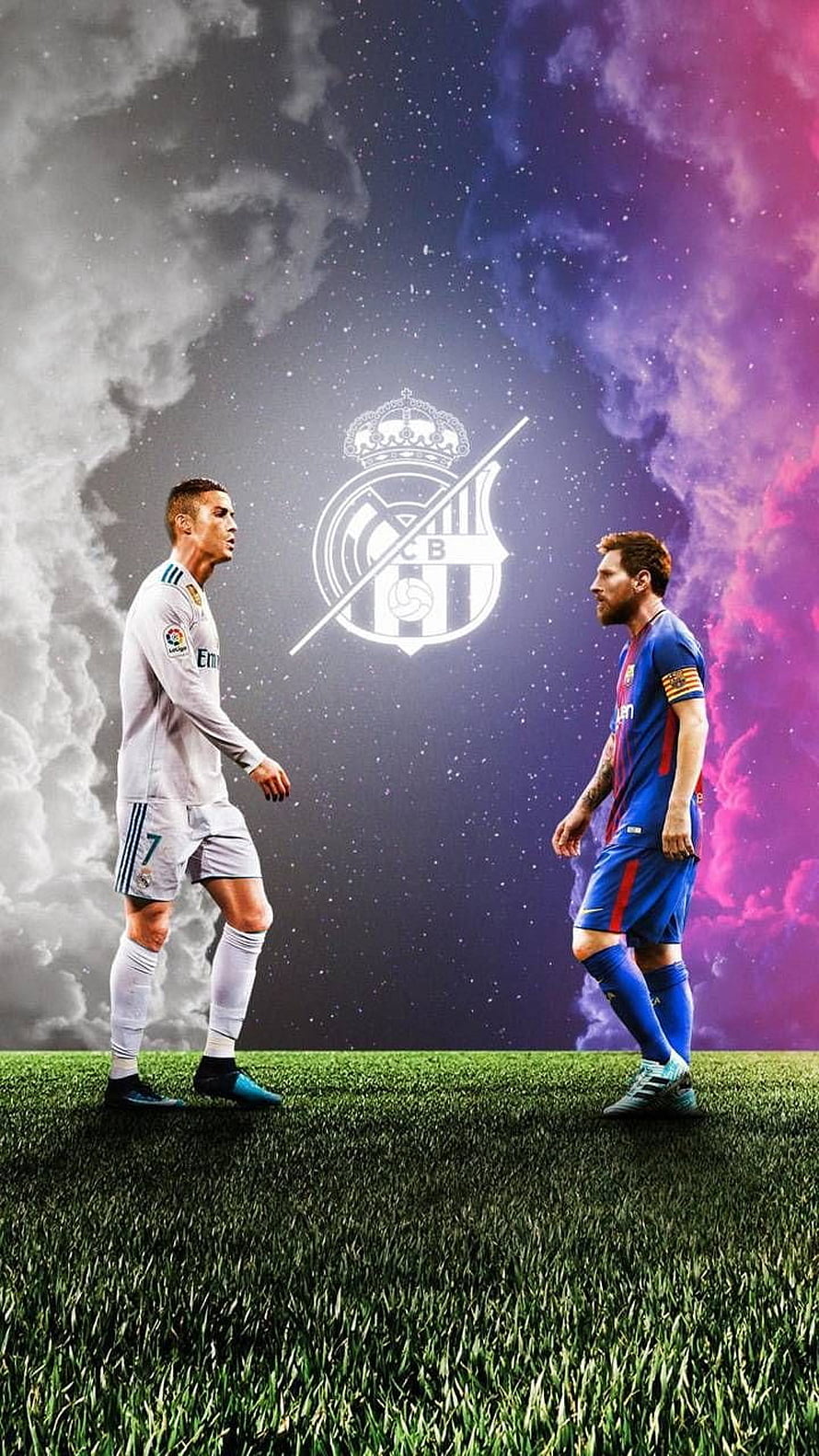 Cristiano Ronaldo and Lionel Messi Face Off in Epic El Clasico Showdown HD phone wallpaper