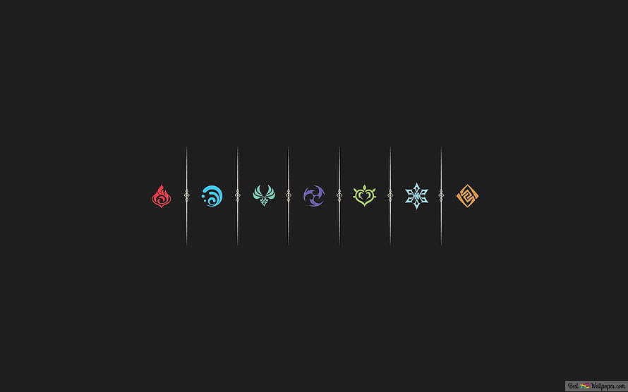 Genshin Impact Seven Elements Symbols Wallpaper HD wallpaper