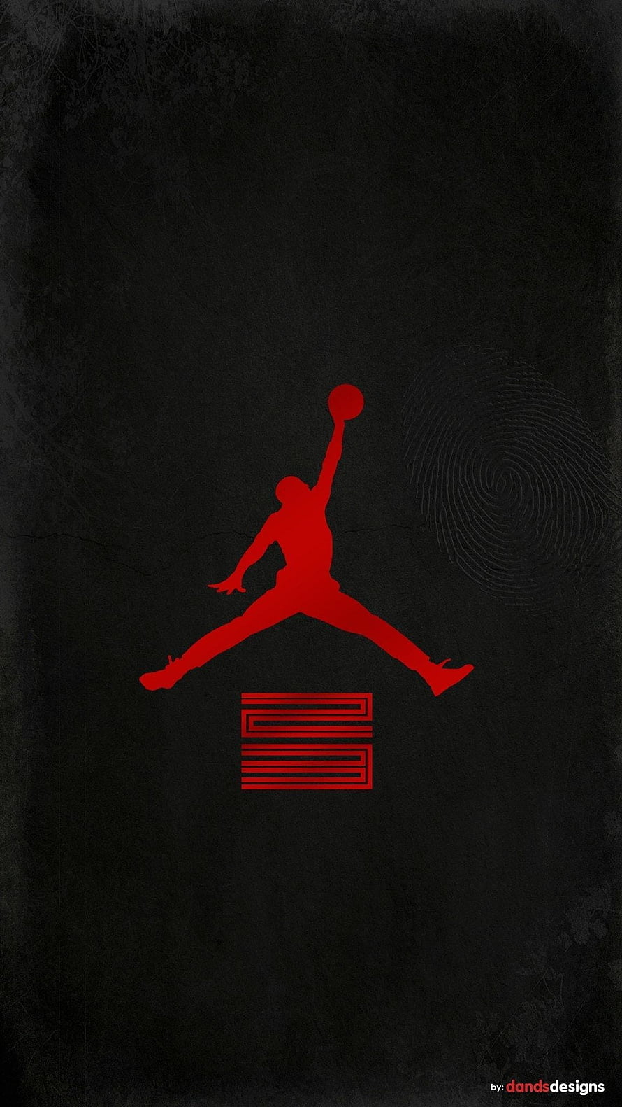 Red Jordan Brand Logo on Black Grunge Background with Number 23 HD phone wallpaper