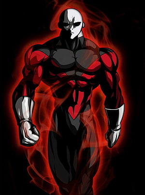 Jiren from Dragon Ball Super in a dark red aura with a menacing stance HD phone wallpaper