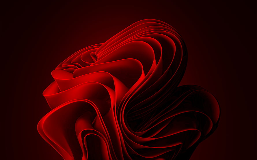 Windows 11 Red Abstract Flowing Ribbon Wallpaper HD wallpaper