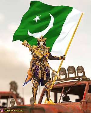 PUBG Pharaoh Skin Holding Pakistani Flag on Military Vehicle HD phone wallpaper