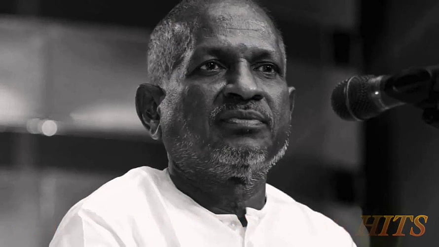 Ilaiyaraaja Black and White Portrait with Microphone HD wallpaper