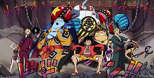 One Piece Straw Hat Pirates Crew Portrait with Luffy and Buggy in Anime Style HD wallpaper