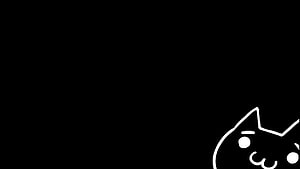 Minimalist White Cat Outline on Black Background HD wallpaper