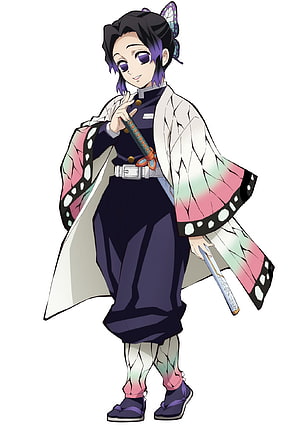 Shinobu Kocho from Demon Slayer in Butterfly Hashira Uniform with Katana HD phone wallpaper