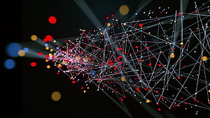 Abstract Digital Network Connection With Glowing Nodes And Lines On Dark Background HD wallpaper