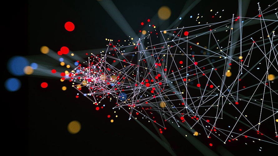 Abstract Digital Network Connection With Glowing Nodes And Lines On Dark Background HD wallpaper