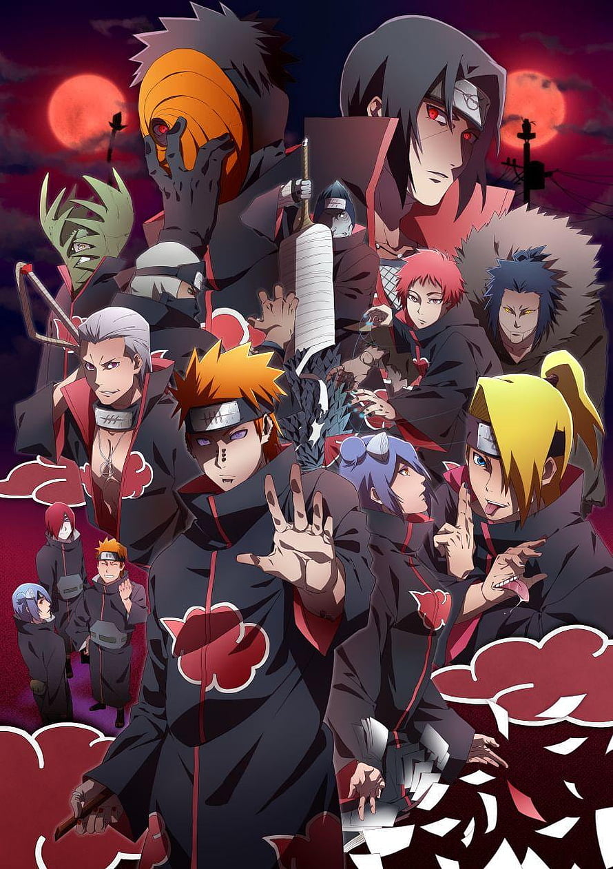 Akatsuki Organization Full Group Cast Anime Wallpaper HD phone wallpaper
