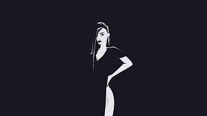 Minimalist Urban Woman Illustration in High Contrast Black and White Style, Minimal, urban woman, art HD wallpaper