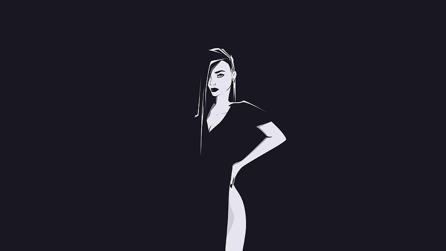 Minimalist Urban Woman Illustration in High Contrast Black and White Style, Minimal, urban woman, art HD wallpaper