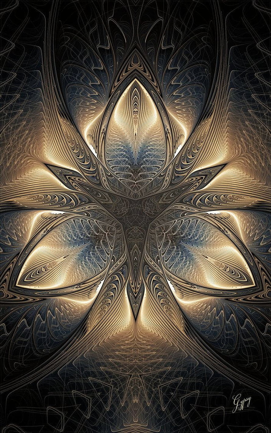 GypsyH Sacred Geometry Artwork with Golden Symmetrical Patterns and Dark Background HD phone wallpaper