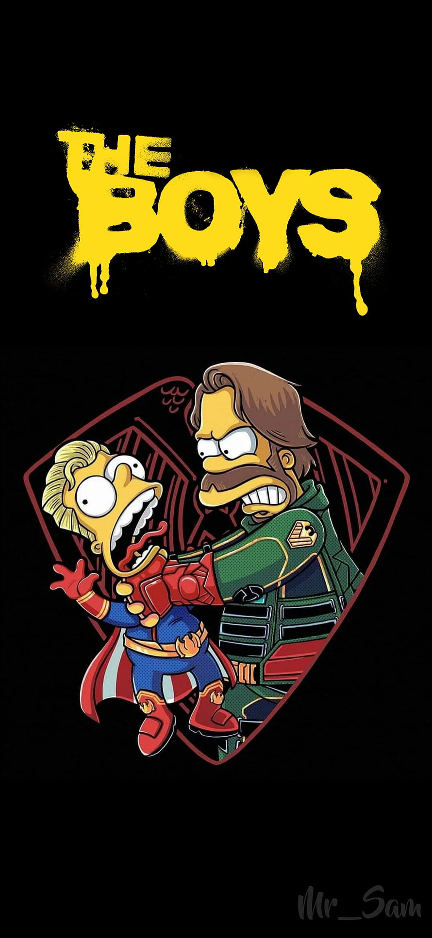 The Boys and The Simpsons Crossover Art Featuring Homelander and Homer Simpson HD phone wallpaper